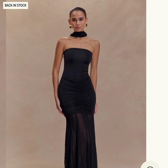 Slinky And Mesh Off Shoulder Maxi Dress - Picture 3 of 3